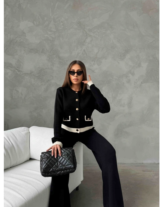 Cep Detay Triko Takım 1505 - Siyah