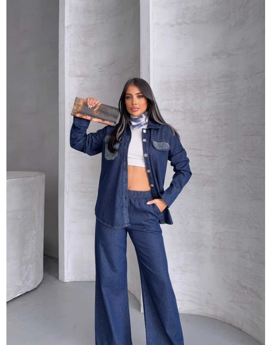 Cep Taş Detay Kot Takım 1802 - Lacivert