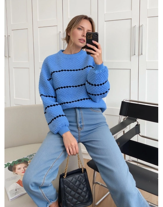 Damla Desen Triko Kazak 1009 - Mavi