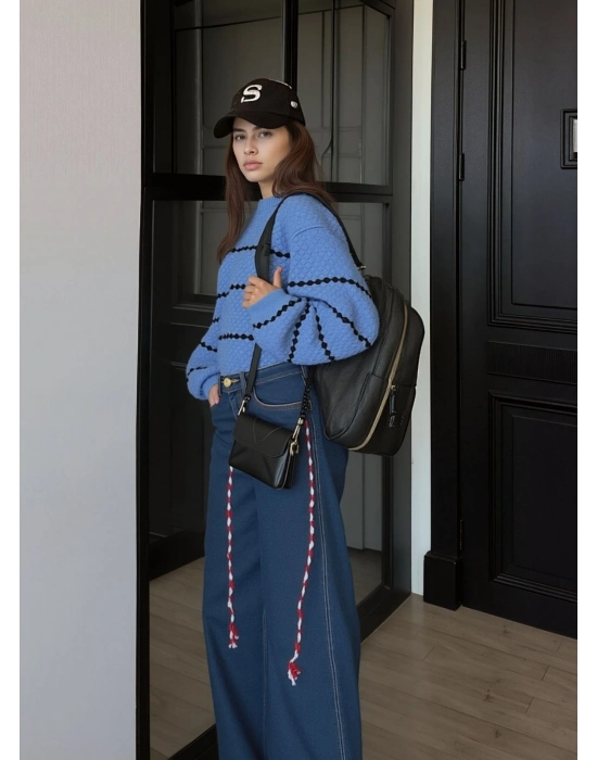 Damla Desen Triko Kazak 1009 - Mavi