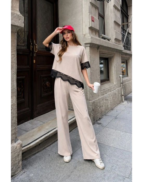 Dantel Detay Oysho Takım - Bej