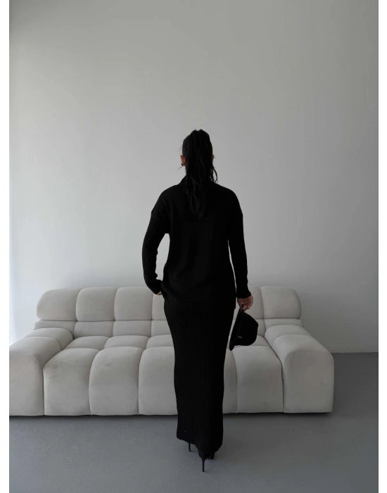 Etek Kazak Triko Takım 1557 - Siyah