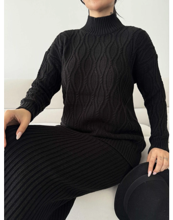 Etek Kazak Triko Takım 1557 - Siyah