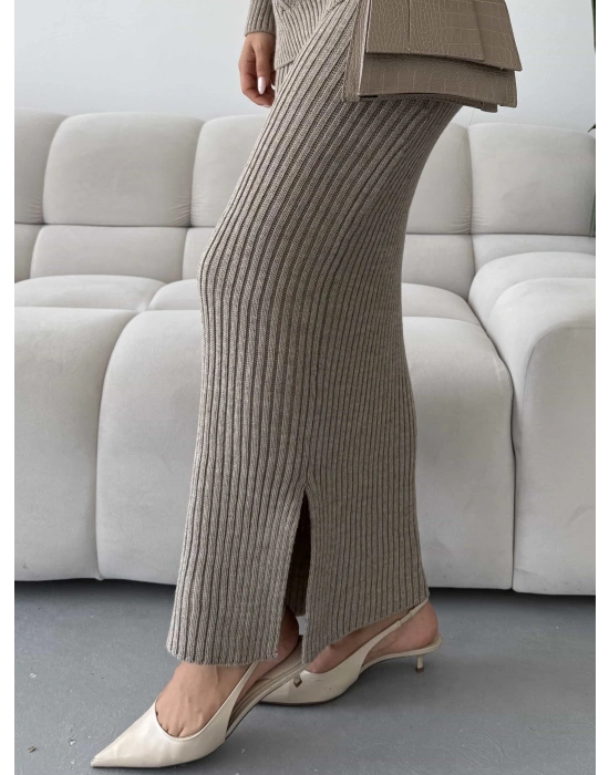 Etek Kazak Triko Takım 1557 - Vizon