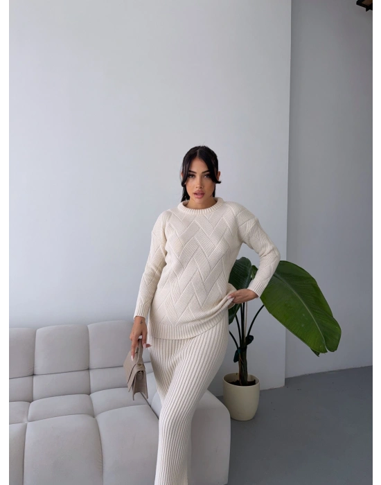 Etek Kazak Triko Takım 1558 - Kemik