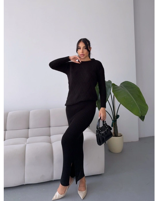 Etek Kazak Triko Takım 1558 - Siyah