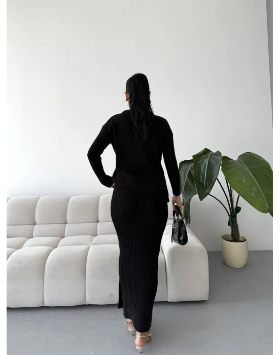 Etek Kazak Triko Takım 1558 - Siyah