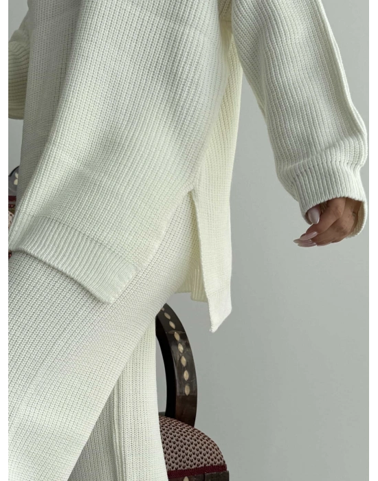 Fermuarlı Triko Takım 1556 - Kemik