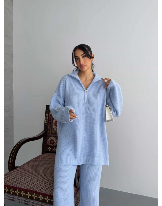 Fermuarlı Triko Takım 1556 - Mavi