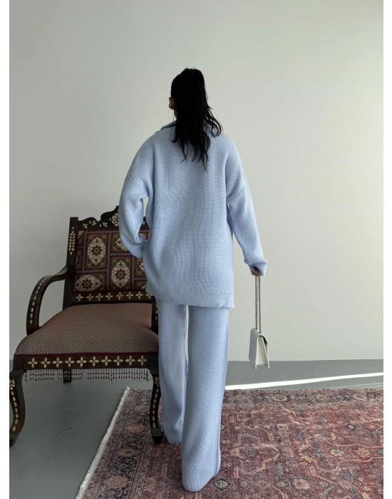 Fermuarlı Triko Takım 1556 - Mavi