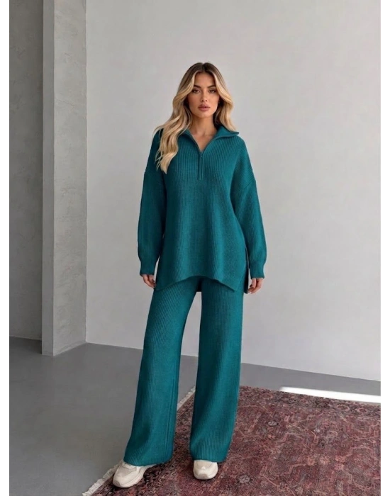 Fermuarlı Triko Takım 1556 - Yeşil
