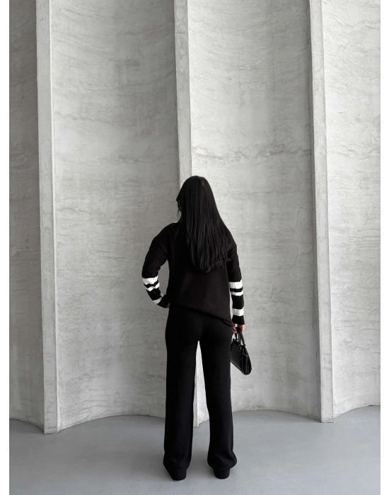 Garnili Saç Örgü Triko Takım 1564 - Siyah