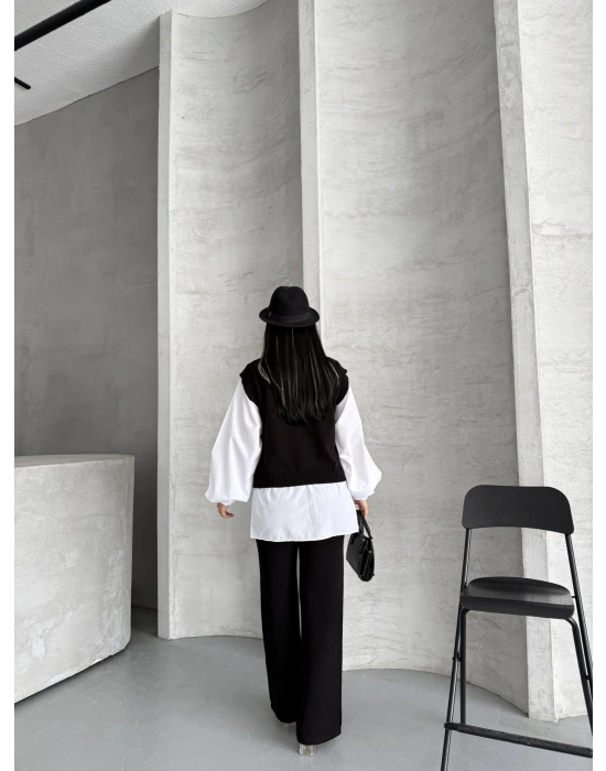 Gömlek Detay Triko Takım 1561 - Siyah