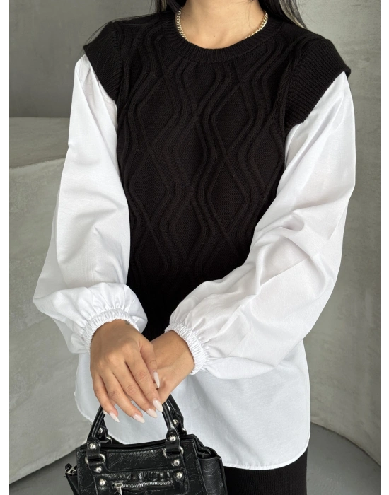 Gömlek Detay Triko Takım 1561 - Siyah