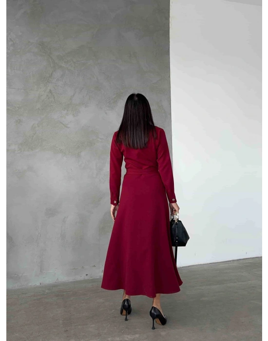 Gömlek Elbise - Bordo