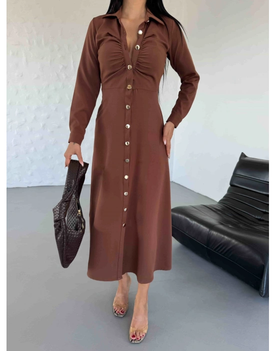 Gömlek Elbise - Kahverengi