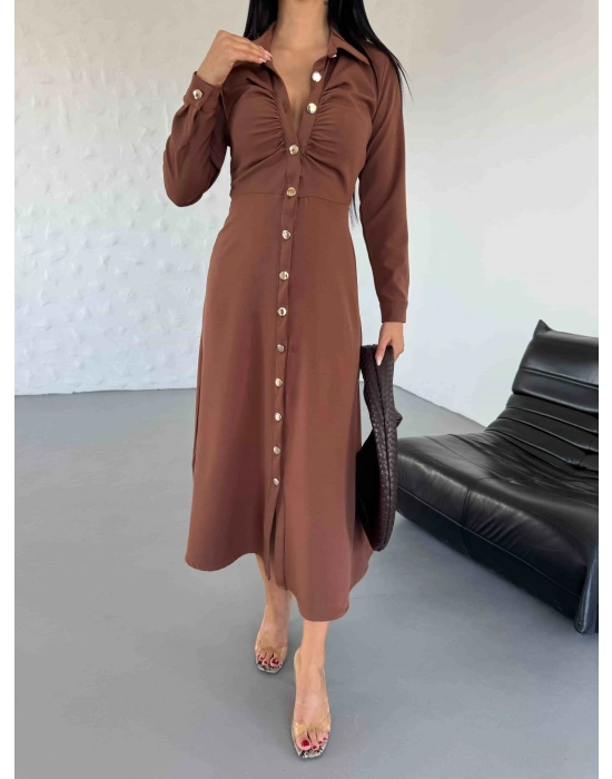 Gömlek Elbise - Kahverengi