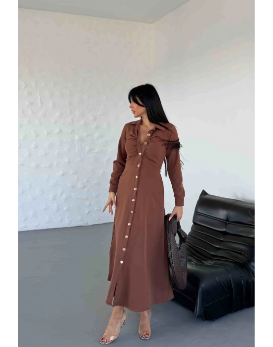Gömlek Elbise - Kahverengi