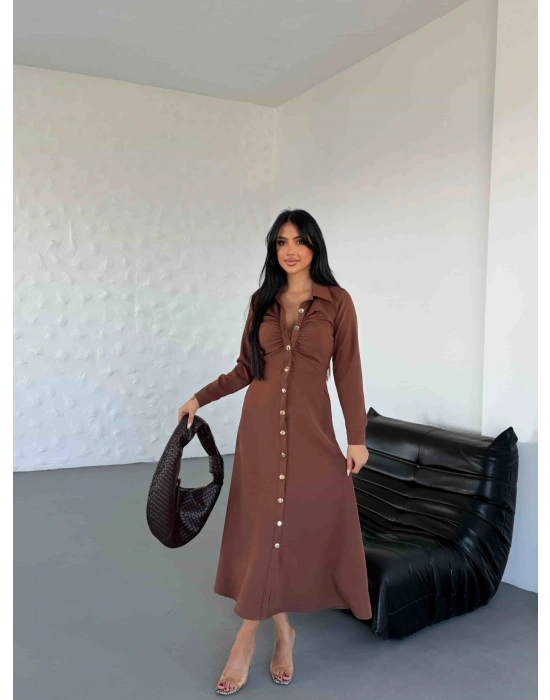 Gömlek Elbise - Kahverengi