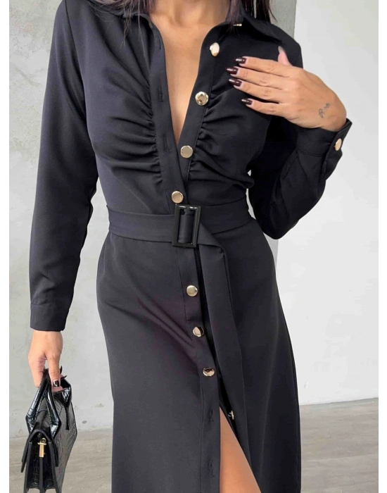 Gömlek Elbise - Siyah