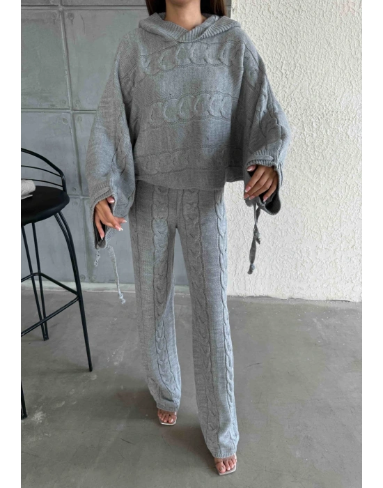 Kapişonlu Triko Takım 1509 - Gri