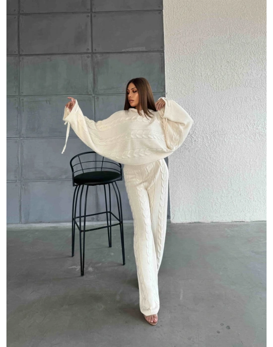 Kapişonlu Triko Takım 1509 - Kemik