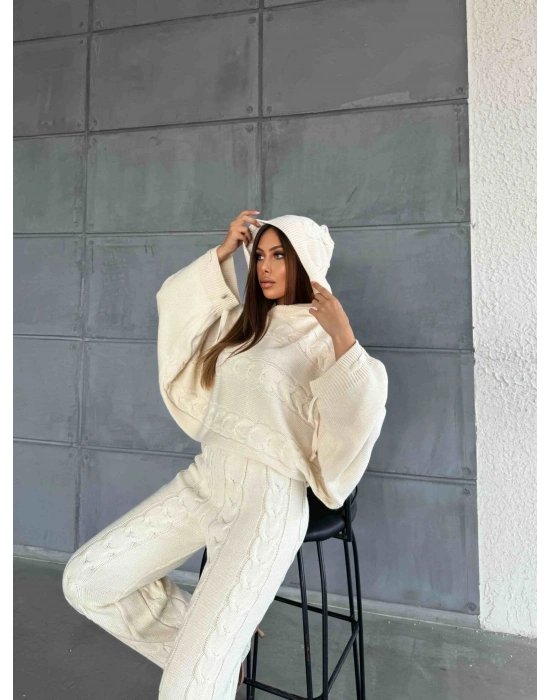 Kapişonlu Triko Takım 1509 - Kemik