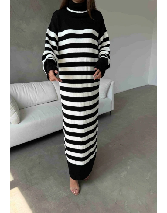 Kemerli Triko Elbise 1017 - Siyah