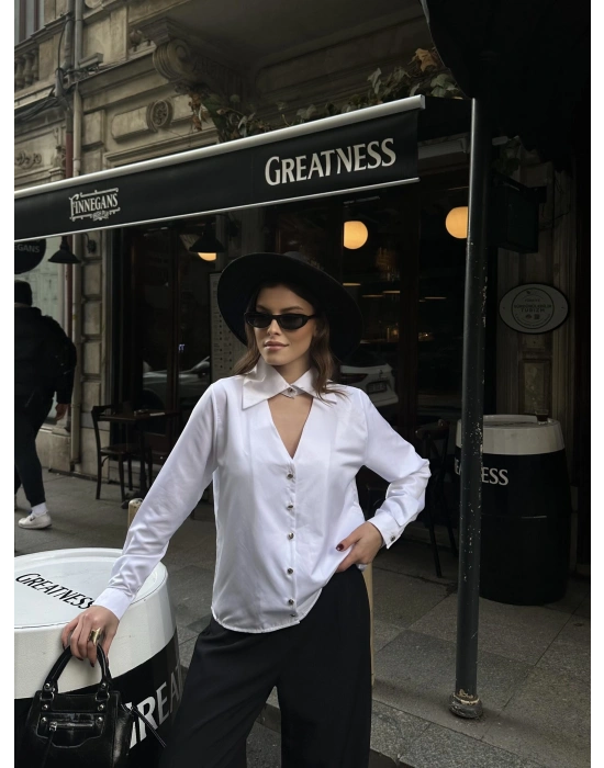 Kraliçe Yaka Gömlek 2500 - Beyaz