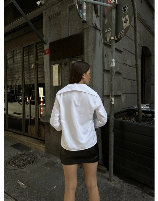 Kraliçe Yaka Gömlek - Beyaz