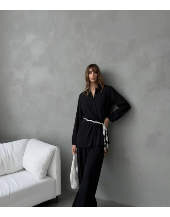 Kuşak Detay Takım - Siyah