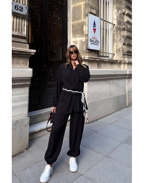 Kuşak Detay Takım - Siyah