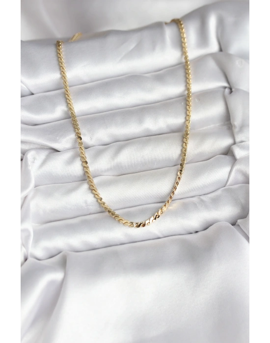 MuI MuI 14K Gold Renk Kaplama Ezme Yılan Zincir Model CM Kadın Kolye