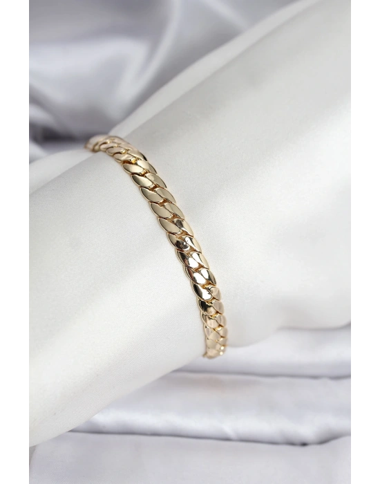 MuI MuI 14K Gold Renk Kaplama Ezme Zincir Model Kadın Bileklik