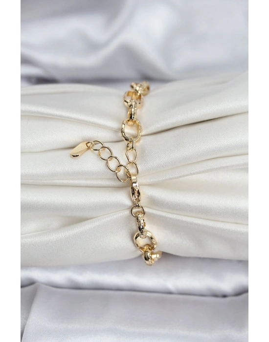 MuI MuI 14K Gold Renk Kaplama Lazerli Zincir Model CM Kadın Bileklik