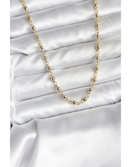 MuI MuI 14K Gold Renk Kaplama Topçuklu Zincir Model CM Kadın Kolye