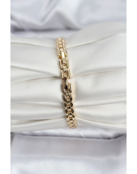 MuI MuI 14K Gold Renk Kaplama Zirkon Kare Taşlı CM Kadın Bileklik