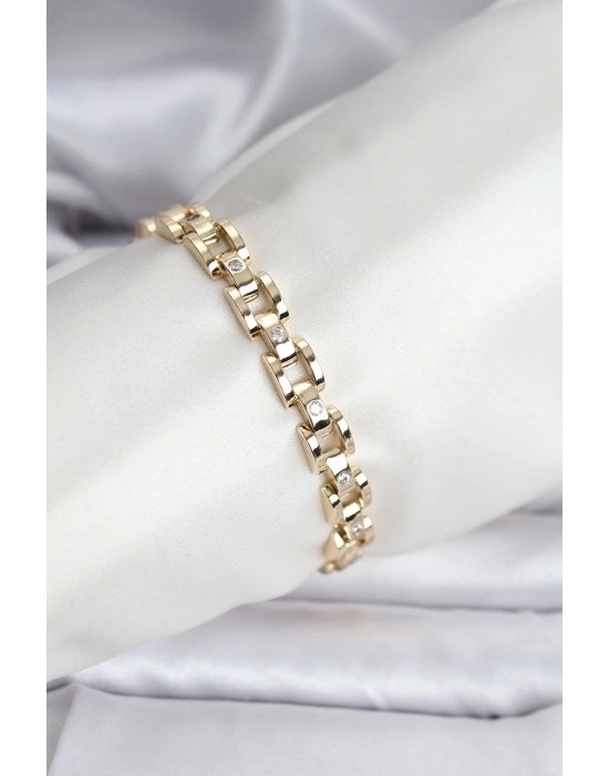 MuI MuI 14K Gold Renk Kaplama Zirkon Taşlı CM Kadın Bileklik