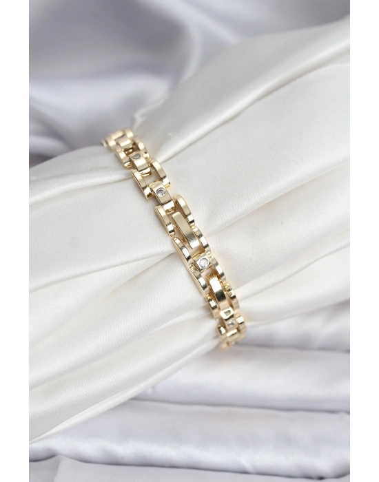 MuI MuI 14K Gold Renk Kaplama Zirkon Taşlı CM Kadın Bileklik