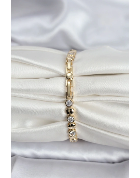 MuI MuI 14K Gold Renk Kaplama Zirkon Taşlı CM Kadın Bileklik