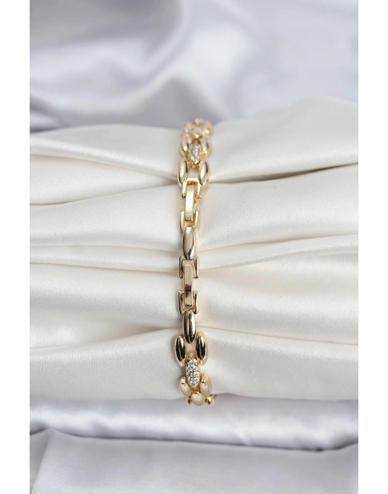 MuI MuI 14K Gold Renk Kaplama Zirkon Taşlı Model CM Kadın Bileklik