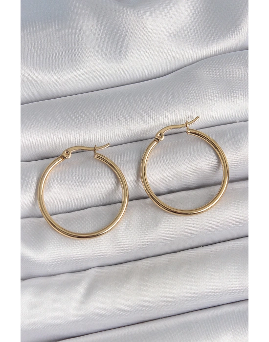 MuI MuI 316 Çelik Gold Renk 27 mm Halka Model Kadın Küpe