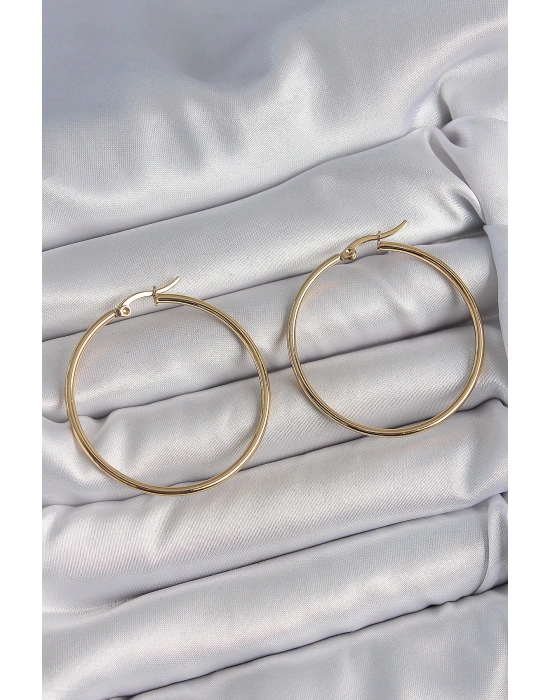 MuI MuI 316 Çelik Gold Renk 43 mm Halka Model Kadın Küpe