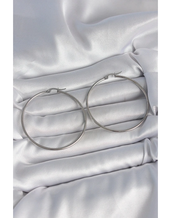 MuI MuI 316 Çelik Gümüş Renk 53 mm Halka Model Kadın Küpe