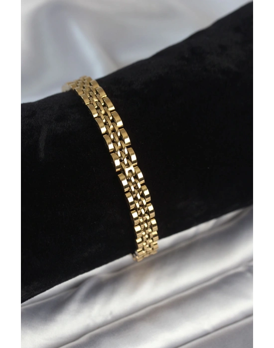 MuI MuI 316L Çelik 7 mm Kalınlıkta Gold Renkli Erkek Bileklik