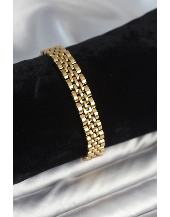 MuI MuI 316L Çelik 9 mm Kalınlıkta Gold Renkli Erkek Bileklik