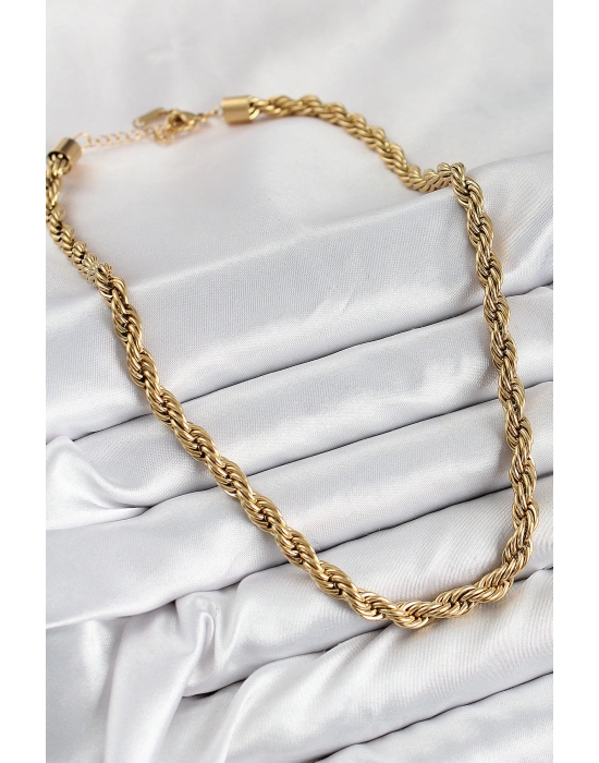 MuI MuI 316L Çelik Burgu Model Gold Renk Kadın Kolye