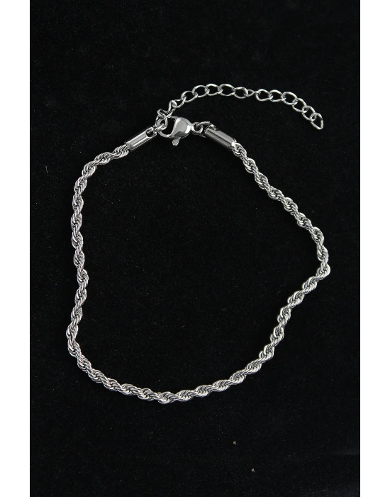 MuI MuI 316L Çelik Burgu Model Gümüş Renk Erkek Bileklik