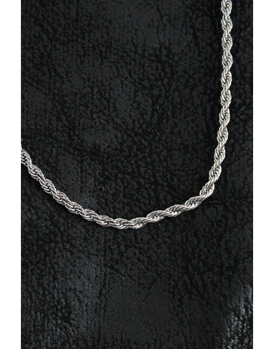 MuI MuI 316L Çelik Burgu Zincir Model Gümüş Renk Erkek Kolye