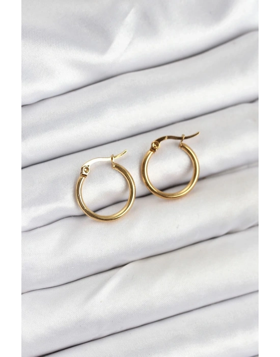 MuI MuI 316L Çelik Gold Renk 15 mm Halka Kadın Küpe